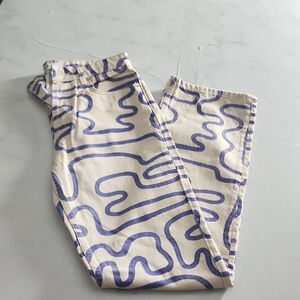 Sara Blue and Cream Patterned Trousers